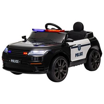 Qaba 12V Kids Ride on Police Car w/ Remote Control