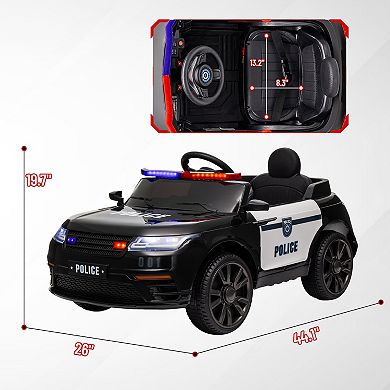 Qaba 12V Kids Ride on Police Car w/ Remote Control