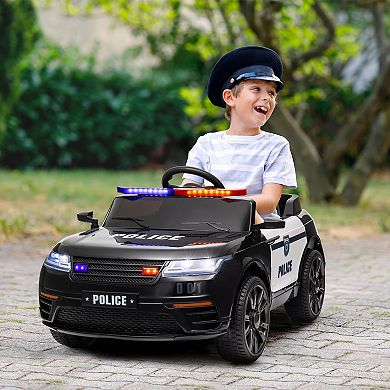 Qaba 12V Kids Ride on Police Car w/ Remote Control