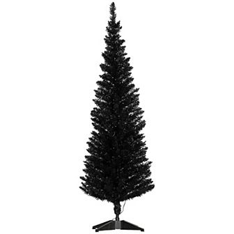 HOMCOM 5' Prelit Artificial Christmas Tree with Warm White LED Lights Black