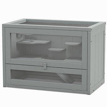 PawHut 2-Level Hamster Cage with Openable Top, Door, Shelf, Ladder