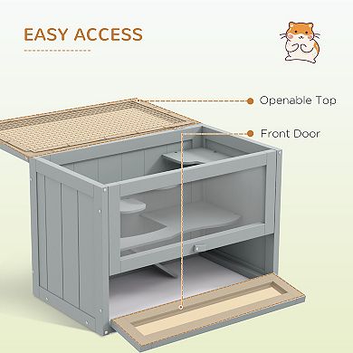 PawHut 2-Level Hamster Cage with Openable Top, Door, Shelf, Ladder