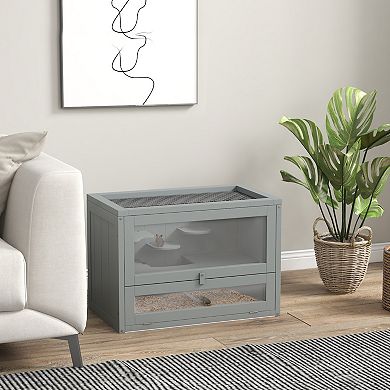 PawHut 2-Level Hamster Cage with Openable Top, Door, Shelf, Ladder