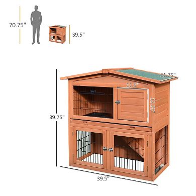 40" A-Frame Wood Wooden Rabbit Hutch Small Animal House Pet Cage