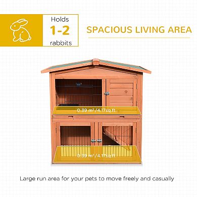 40" A-Frame Wood Wooden Rabbit Hutch Small Animal House Pet Cage