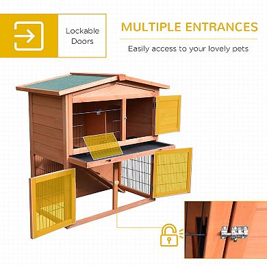40" A-Frame Wood Wooden Rabbit Hutch Small Animal House Pet Cage