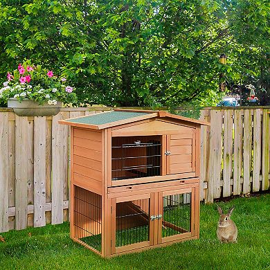 40" A-Frame Wood Wooden Rabbit Hutch Small Animal House Pet Cage