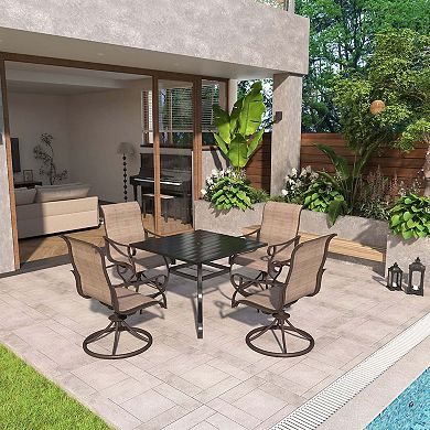 Mondawe 5 Pcs Patio Steel Set,Purchase Set Limited Time Get A Free Parasol(Random Styles&Colors)