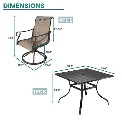 Mondawe 5 Pcs Patio Steel Set,Purchase Set Limited Time Get A Free Parasol(Random Styles&Colors)