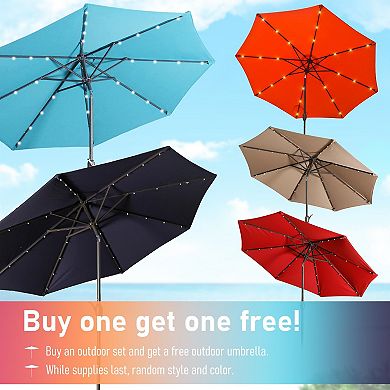 Mondawe 5 Pcs Patio Steel Set,Purchase Set Limited Time Get A Free Parasol(Random Styles&Colors)