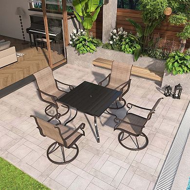 Mondawe 5 Pcs Patio Steel Set,Purchase Set Limited Time Get A Free Parasol(Random Styles&Colors)