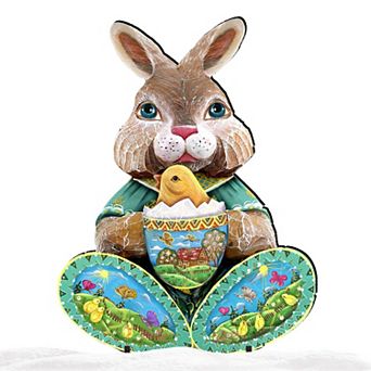 48-Inch Easter Bunny Scene Yard Handcrafted Wooden Porch Decor by G. DeBrekht