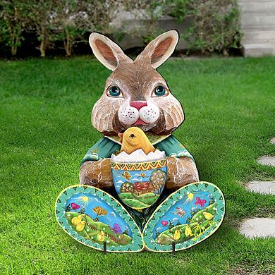 48-Inch Easter Bunny Scene Yard Handcrafted Wooden Porch Decor by G. DeBrekht