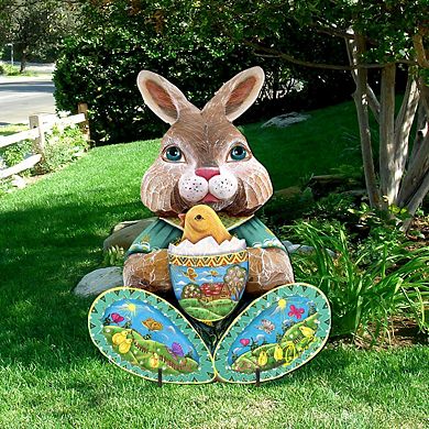 48-Inch Easter Bunny Scene Yard Handcrafted Wooden Porch Decor by G. DeBrekht