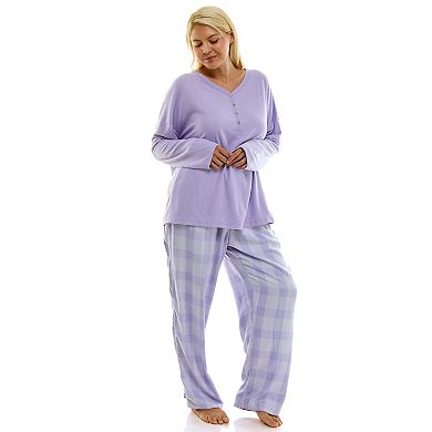 Plus Size Croft & Barrow® Henley Pajama Top & Flannel Pajama Bottoms Set