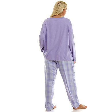 Plus Size Croft & Barrow® Henley Pajama Top & Flannel Pajama Bottoms Set