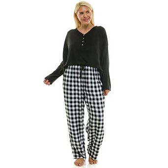 Plus Size Croft & Barrow® Henley Pajama Top & Flannel Pajama Bottoms Set