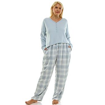 Plus Size Croft & Barrow® Henley Pajama Top & Flannel Pajama Bottoms Set