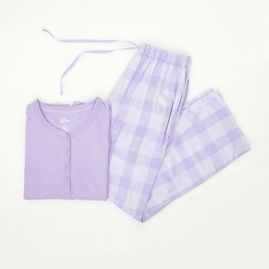 Women's Croft & Barrow® Henley Pajama Top & Flannel Pajama Bottoms Set