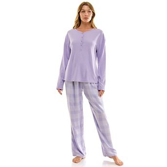 Women's Croft & Barrow® Henley Pajama Top & Flannel Pajama Bottoms Set