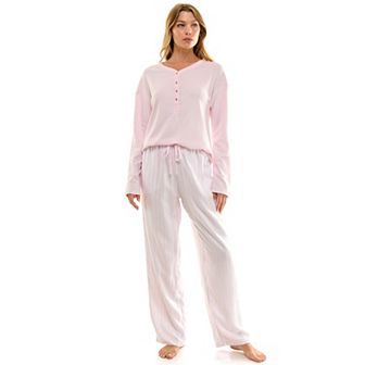 Women's Tall Croft & Barrow® Henley Pajama Top & Woven Rayon Pajama Bottoms Set