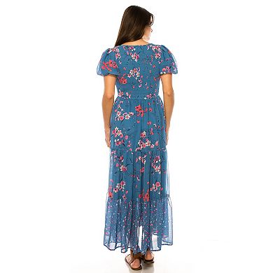 Women's Penelope Rose Printed Bubble Sleeve Maxi Dress