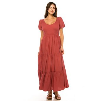 Women's Penelope Rose Solid Bubble Sleeve Maxi Dress
