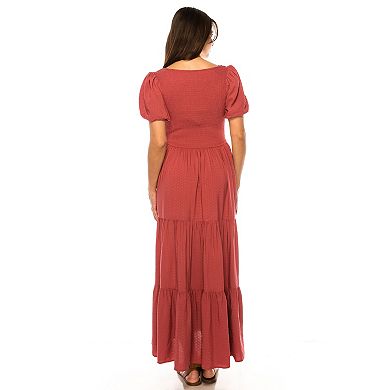 Women's Penelope Rose Solid Bubble Sleeve Maxi Dress