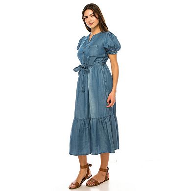 Women's Penelope Rose Banded Collar Midi Dress