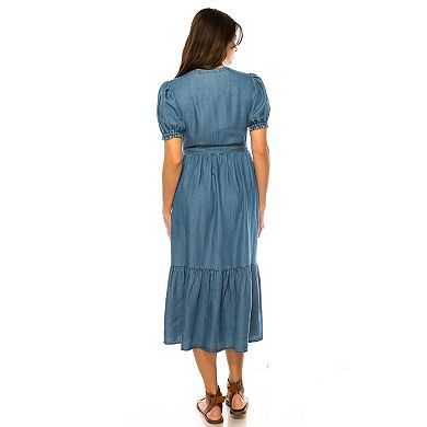 Women's Penelope Rose Banded Collar Midi Dress