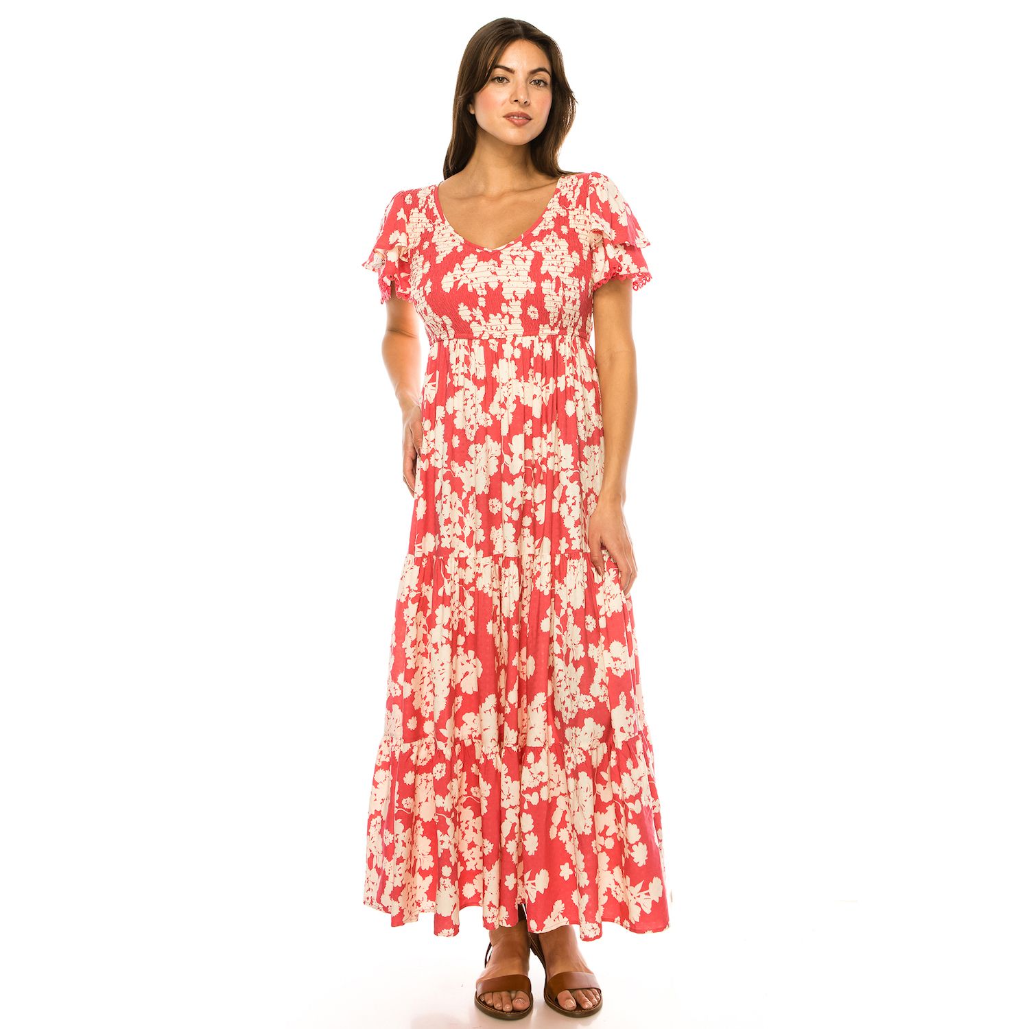 Женские платья Penelope Rose Allover Print Flutter Sleeve Maxi Dress