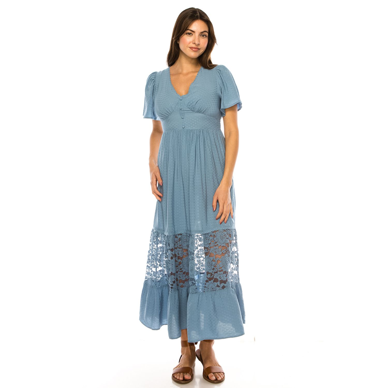 Женские платья Penelope Rose Flutter Sleeve Lace Maxi Dress