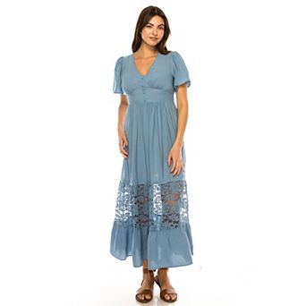 Women's Penelope Rose Flutter Sleeve Lace Maxi Dress