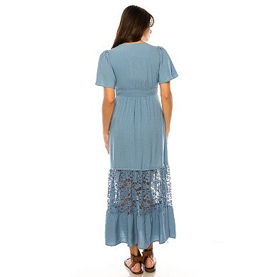 Women's Penelope Rose Flutter Sleeve Lace Maxi Dress