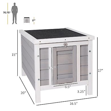 Small Cute Cat House w/ Hatch Door, Resistance to Weather, & Raised Floor