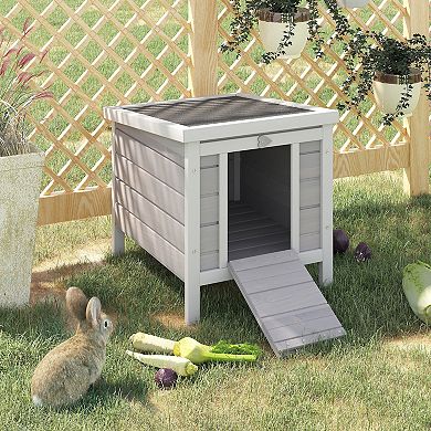 Small Cute Cat House w/ Hatch Door, Resistance to Weather, & Raised Floor