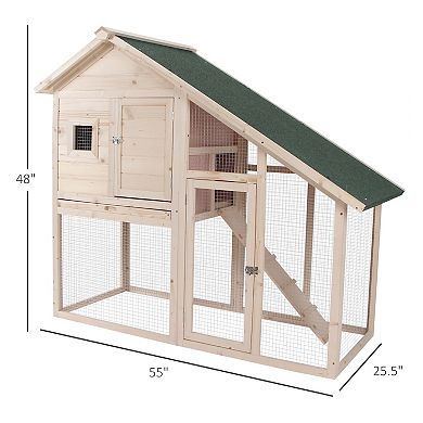PawHut 55" L 2-Tier Wooden Rabbit Hutch Bunny Cage