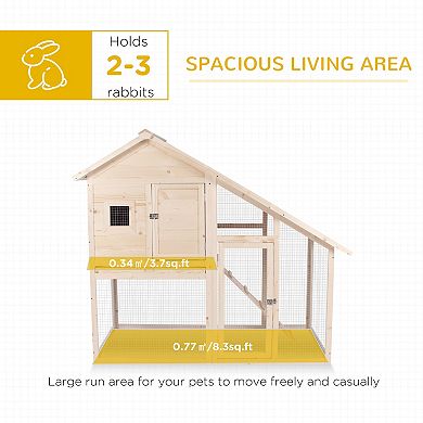 PawHut 55" L 2-Tier Wooden Rabbit Hutch Bunny Cage