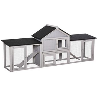 PawHut 83inch Wooden Rabbit Hutch House with Run