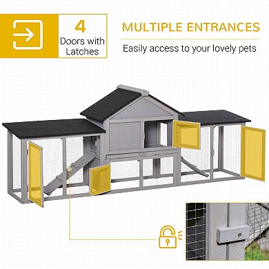 PawHut 83" Wooden Rabbit Hutch House with Run