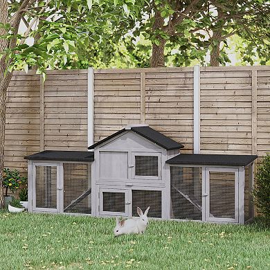 PawHut 83" Wooden Rabbit Hutch House with Run