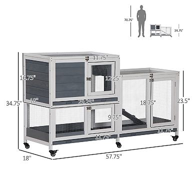 Outdoor Rabbit Cage Elevated Pet House with Lockable Doors