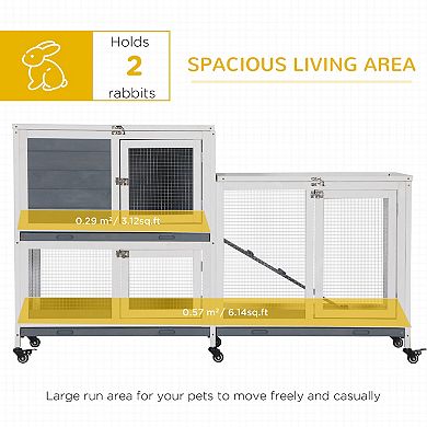 Outdoor Rabbit Cage Elevated Pet House with Lockable Doors