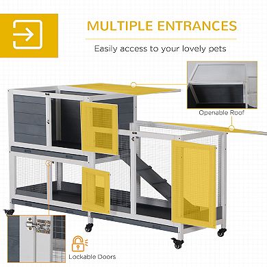 Outdoor Rabbit Cage Elevated Pet House with Lockable Doors