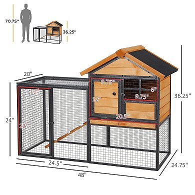 Outdoor Rabbit Cage Elevated Pet House w/ Slide-Out Tray