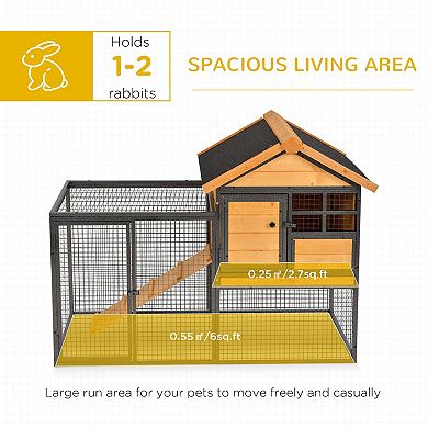 Outdoor Rabbit Cage Elevated Pet House w/ Slide-Out Tray