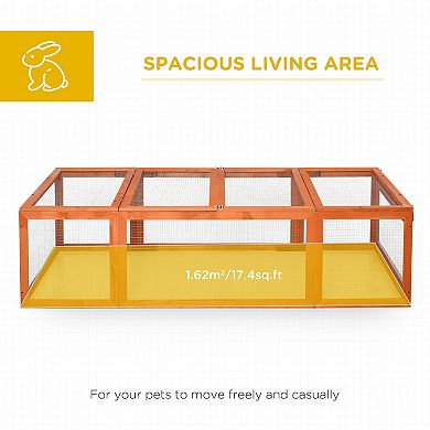 PawHut Large Wooden Rabbit Hutch Small Animal Habitat Enclosure