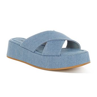 London Rag Karbi Women's Fabric Platform Sandals