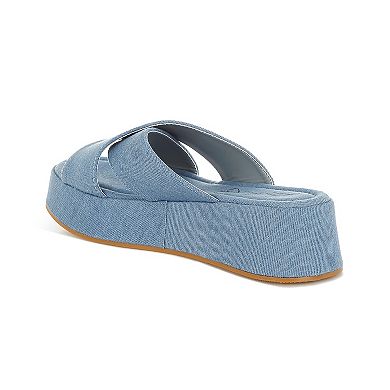 London Rag Karbi Women's Fabric Platform Sandals