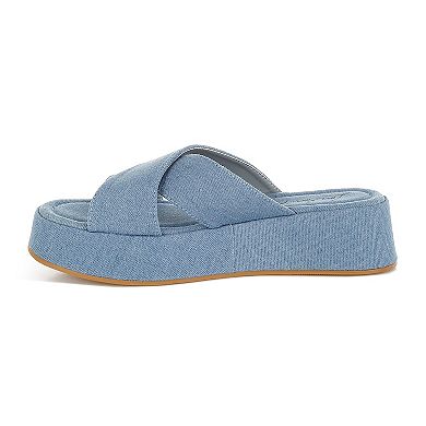London Rag Karbi Women's Fabric Platform Sandals